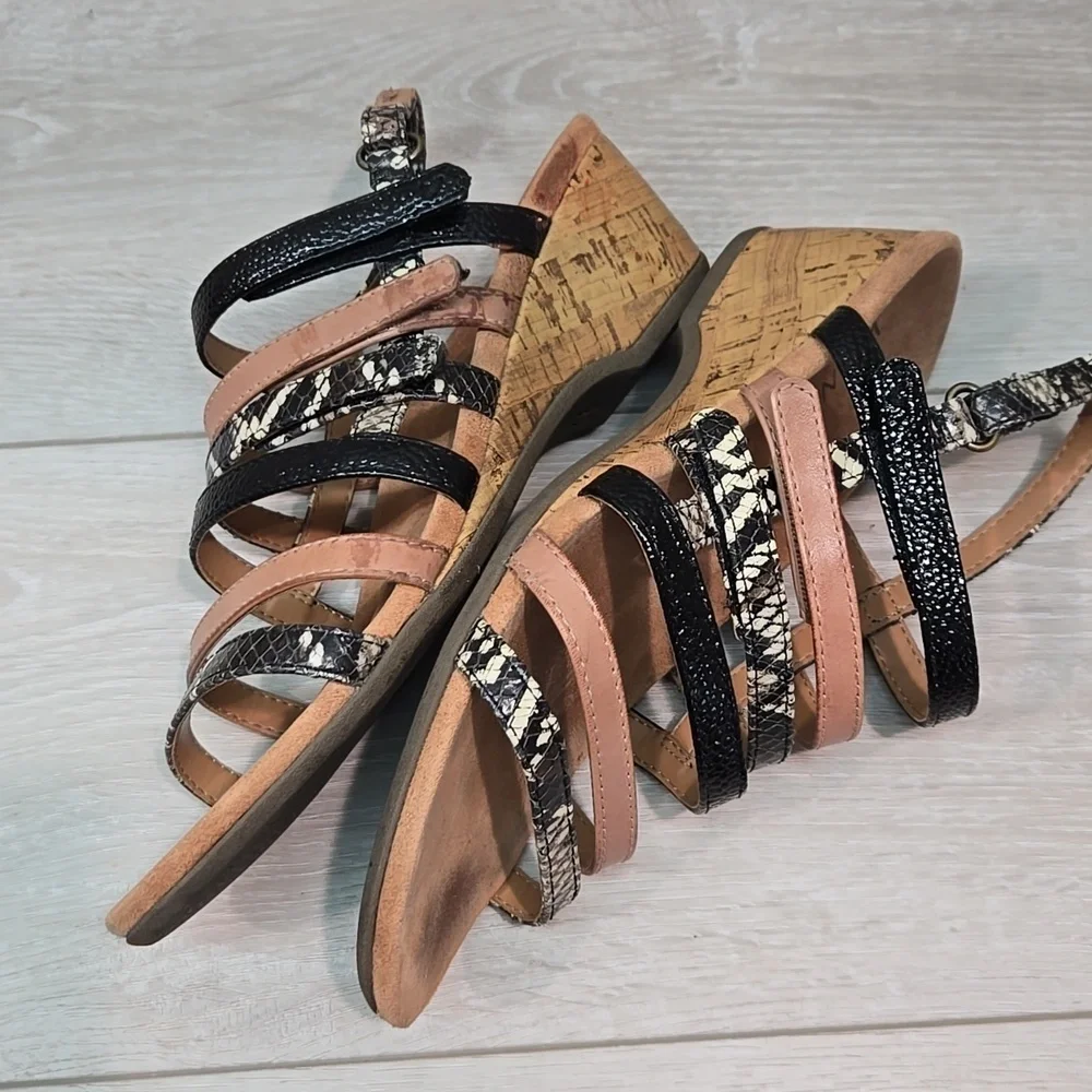 Vionic Women Tess Ray Snk Light Multi-Color Wedge Sandals Shoes Sz 8.5